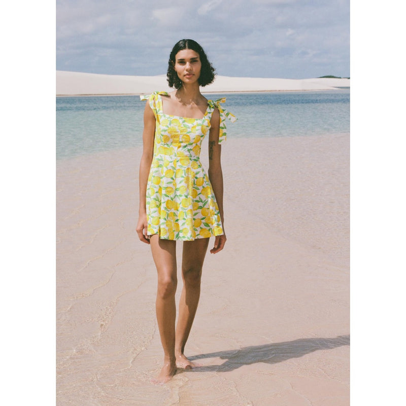 fruit print sleeveless beach dress, view 3 - MRSLM