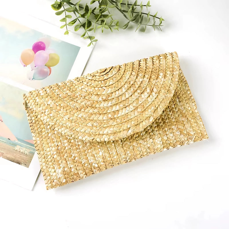 grass woven large capacity clutch bag, view 2 - MRSLM
