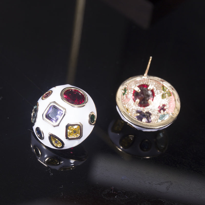 geometric zircon ball earrings, view 2 - MRSLM