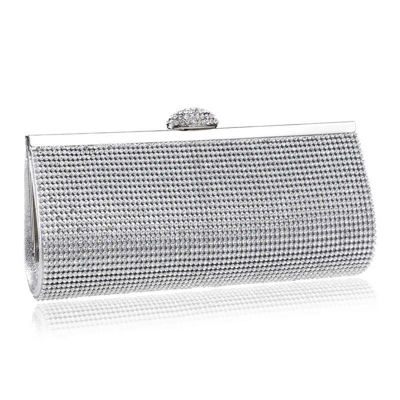 Clutch de noite glamorosa com strass para mulheres