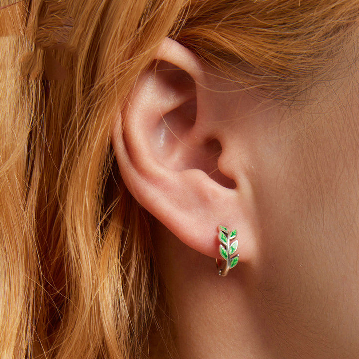 Sterling Silver Emerald Branch Earrings Green