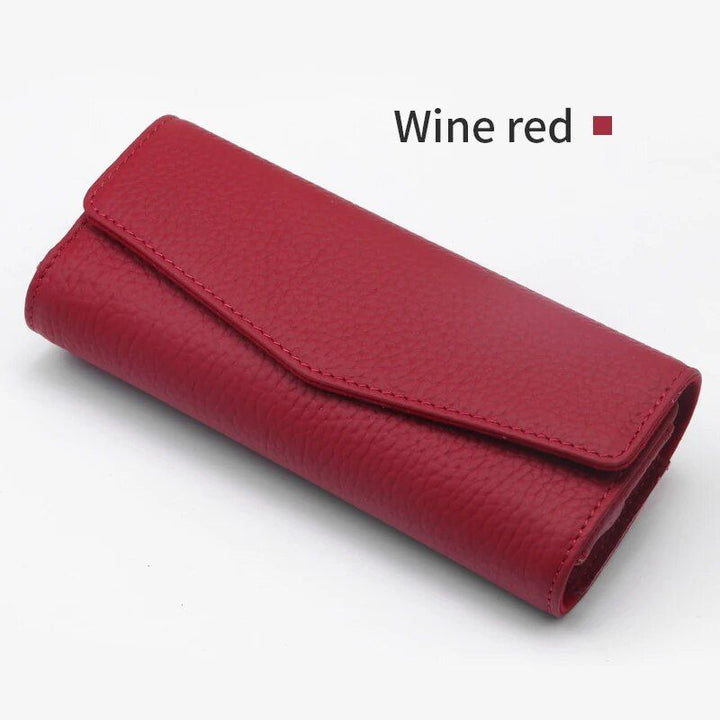 Luxury Cowhide Leather Sunglasses Case for Car Visor