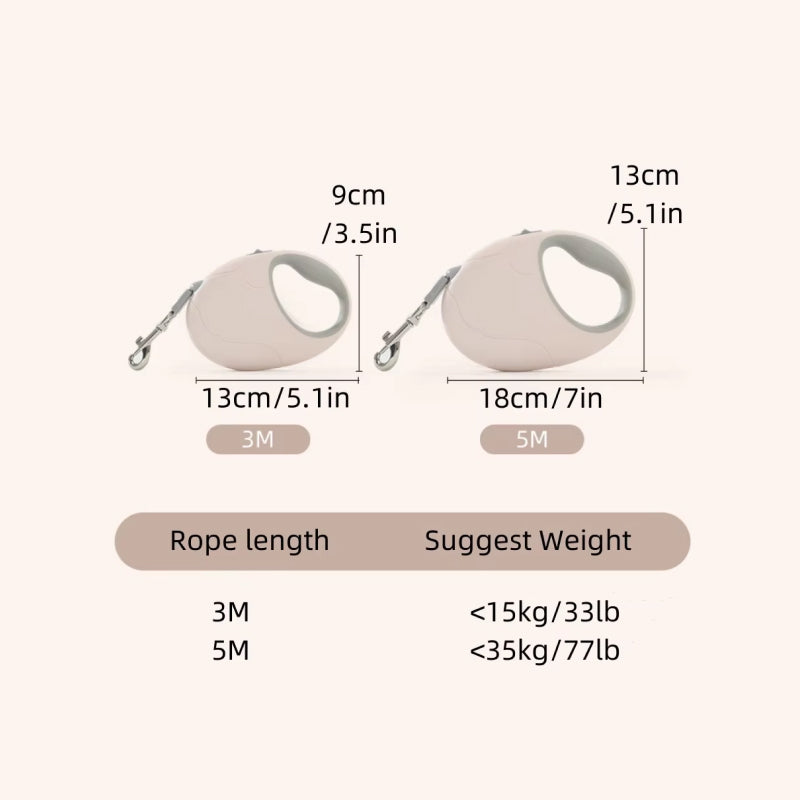 Retractable 3M & 5M Dog and Cat Leash for Small and Medium Pets