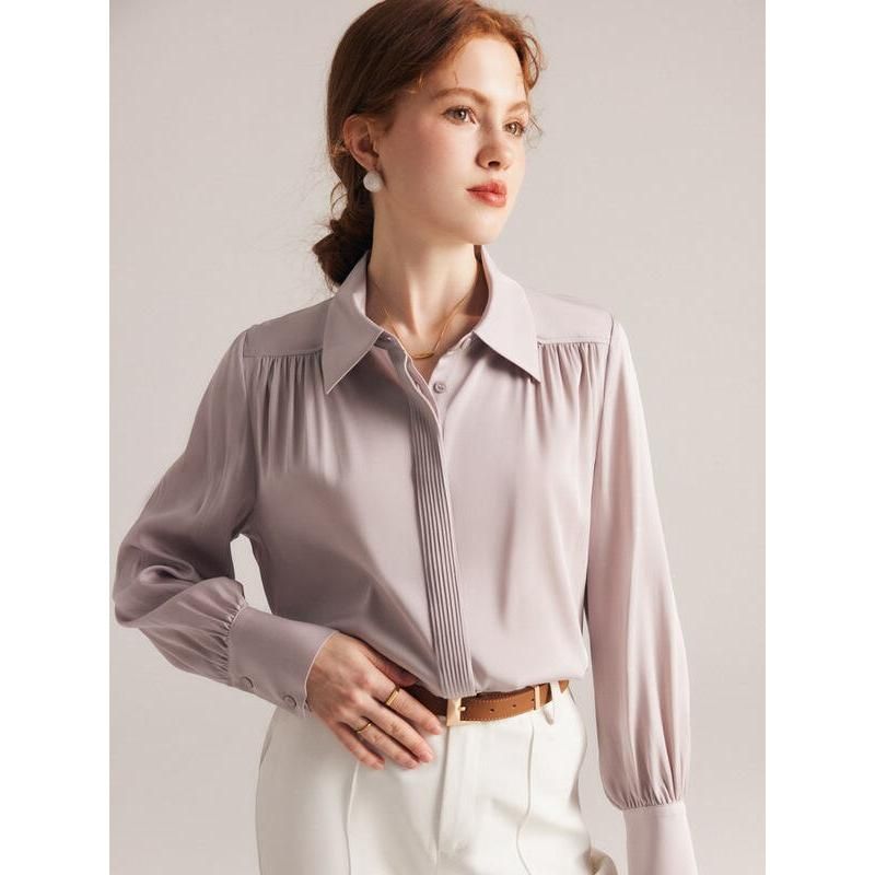 Long sleeve silk blouse for women, view 22 - MRSLM