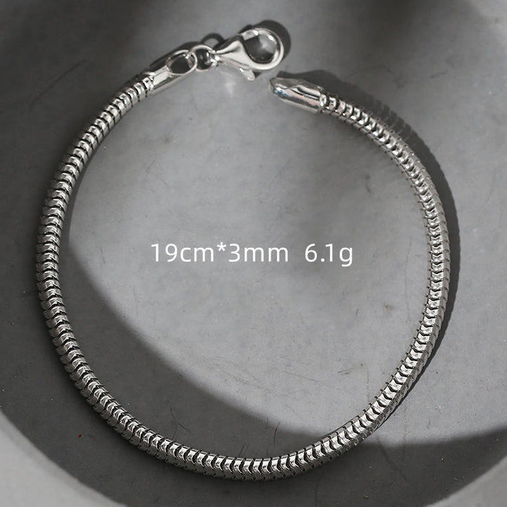 S925 Silver Bracelet Men's Cool Simple And Versatile