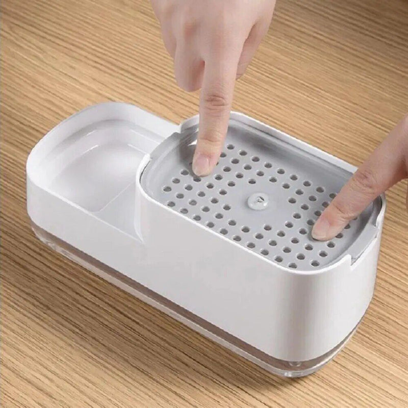 Multifunktionaler Seifenspender mit Schwammhalter für Küche und Bad