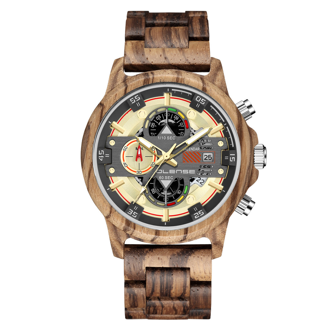 Men's Wood Watch Quartz Multifunctional Luminous