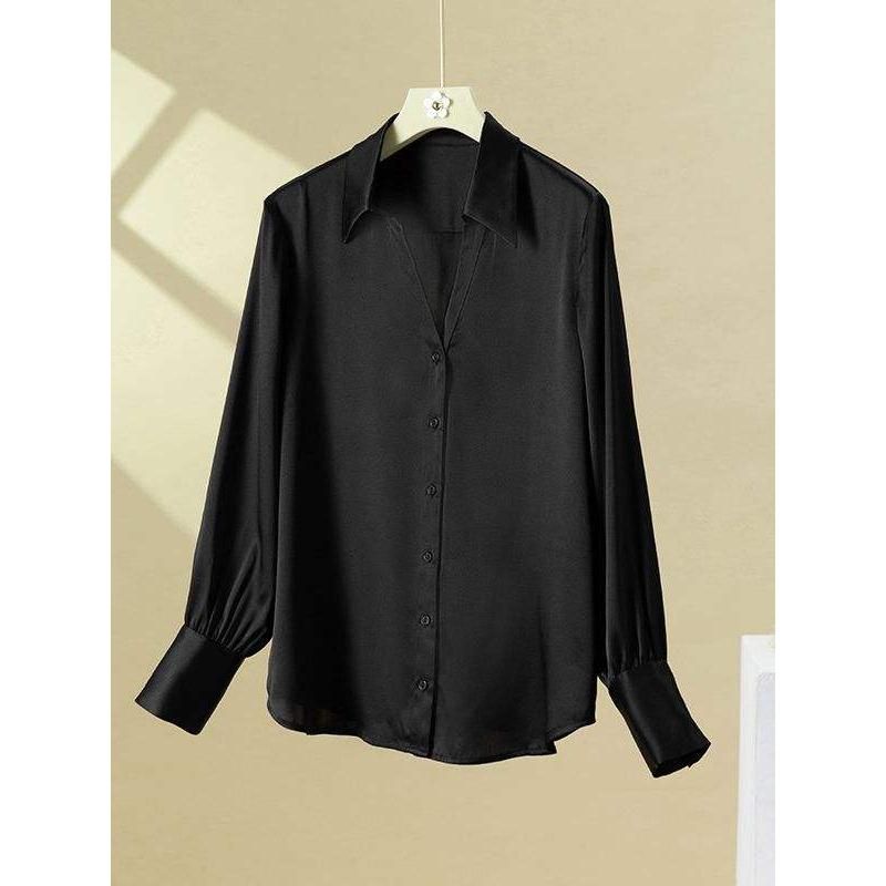 Elegante Bluse mit V-Ausschnitt aus 100 % Seide für Damen