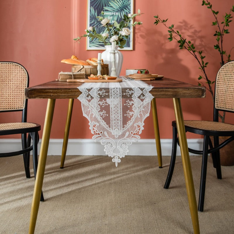 white lace table runner, view 3 - MRSLM