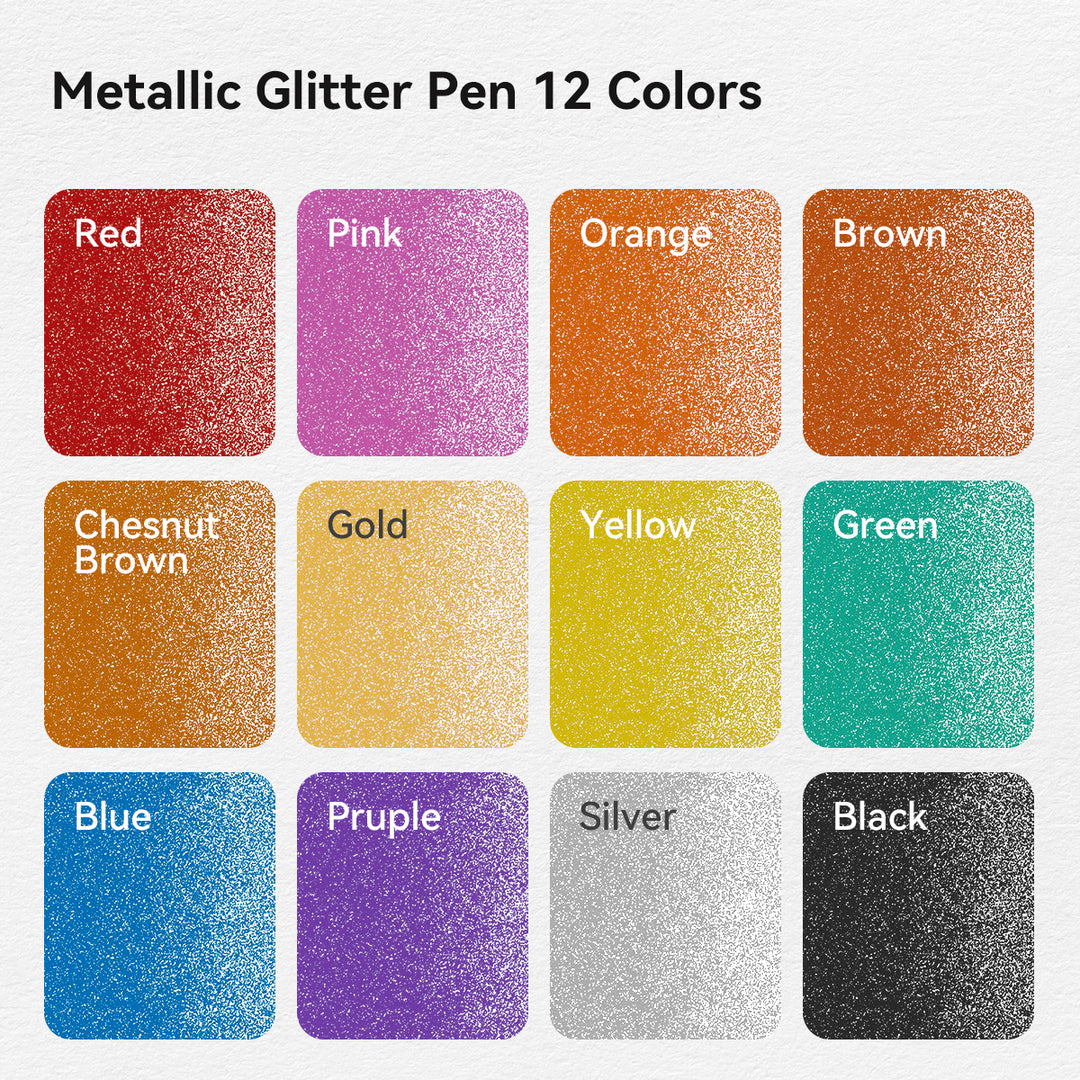 12 Marcadores de Tinta Acrílica com Glitter e Cores Brilhantes