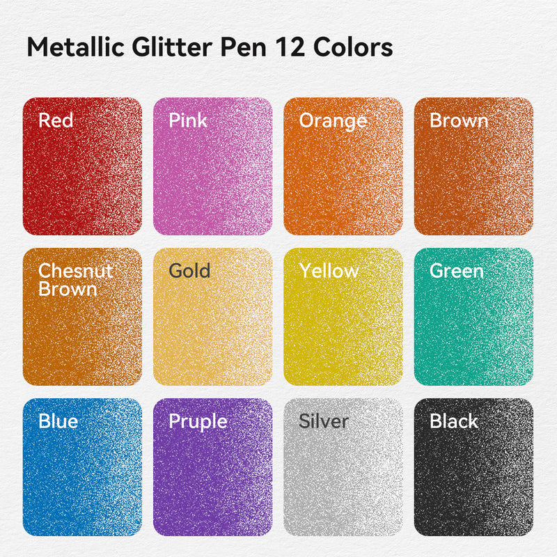12 Marcadores de Tinta Acrílica com Glitter e Cores Brilhantes