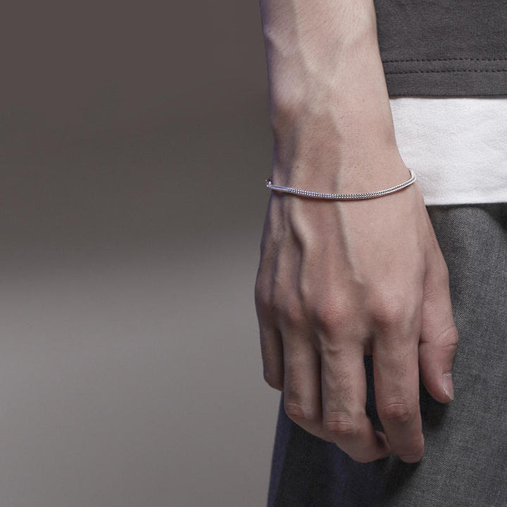 S925 Silver Bracelet Men's Cool Simple And Versatile
