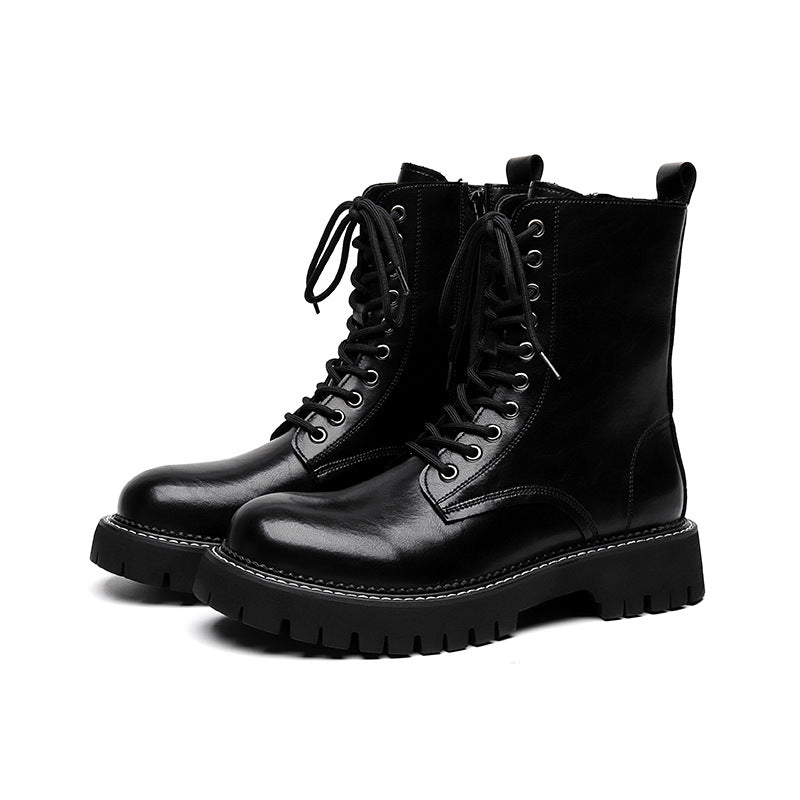 men's vintage leather ankle boots, black, view 2 - MRSLM