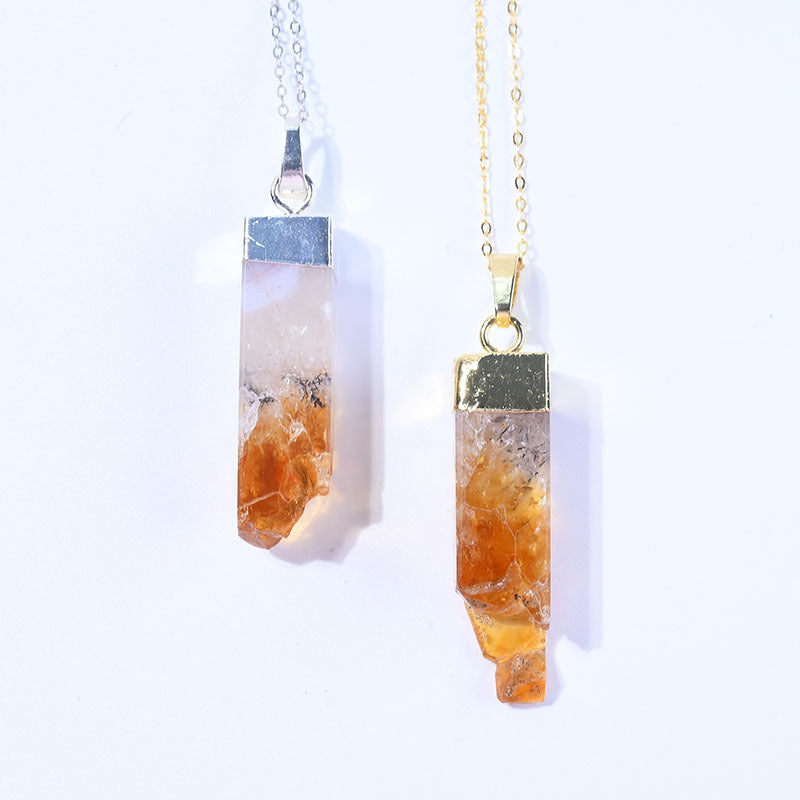 Yellow crystal rectangle pendant necklace, view 6 - MRSLM