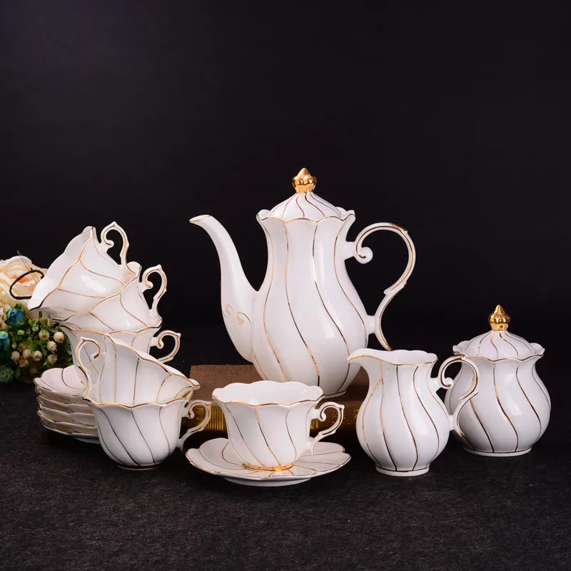 Gold inlay bone china coffee set, view 4 - MRSLM