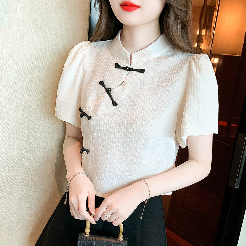 knot button short summer shirt, view 7 - MRSLM