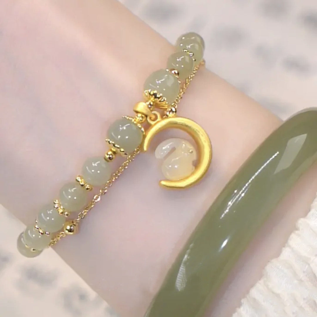 Women's Fashionable Natural Hetian Jade Rabbit Bracelet