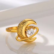 gold sun moon ring, view 8 - MRSLM