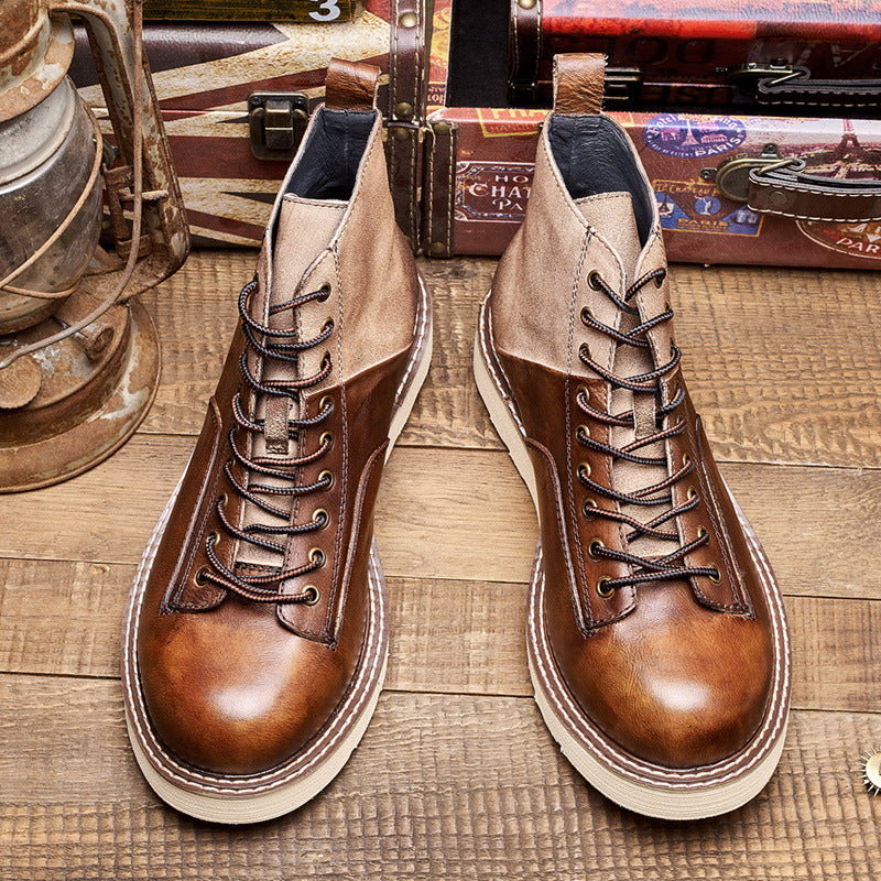 Vintage-Motorradstiefeletten aus Leder für Herren