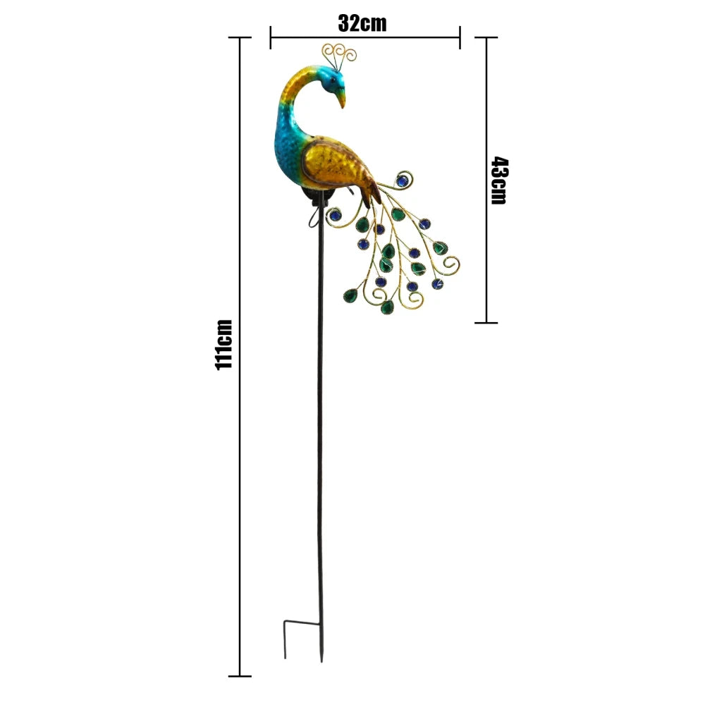 Solar-Powered LED Peacock Garden Lamp