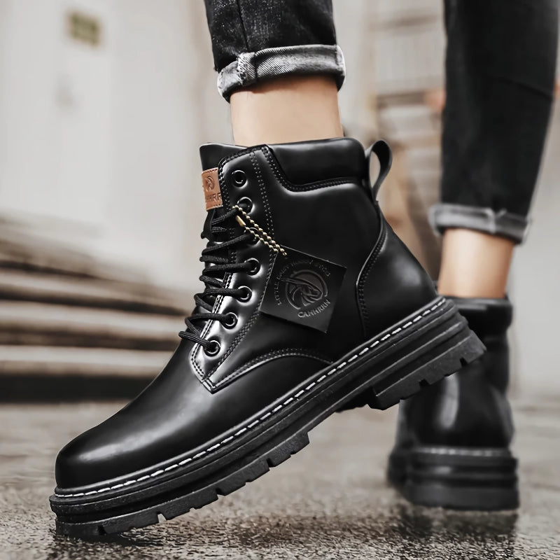 pu leather motorcycle ankle boots, view 7 - MRSLM