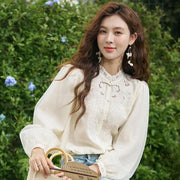 hollow embroidered mesh blouse - MRSLM