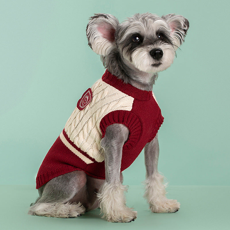 Suéter para animais de estimação estilo universitário