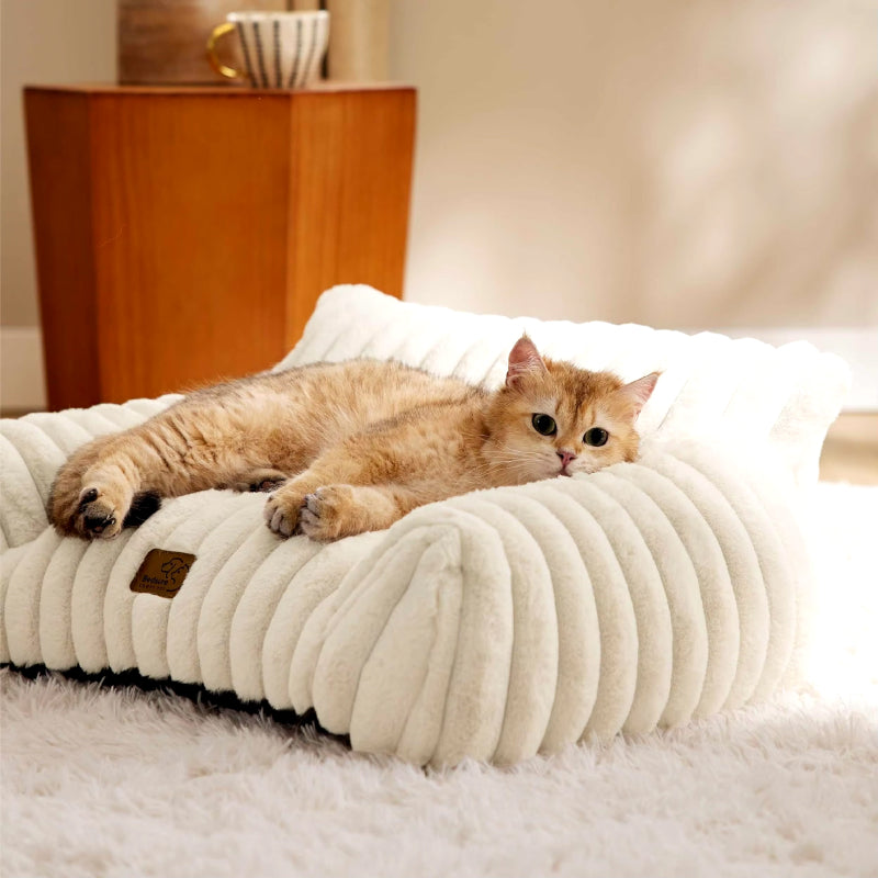 Warm plush cat and dog bed, view 6 - MRSLM