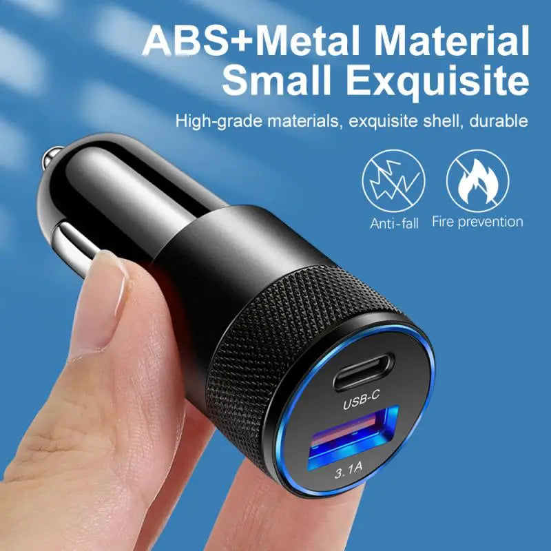 30-W-Mini-USB-C-Autoladegerät – Schnellladeadapter mit zwei Anschlüssen