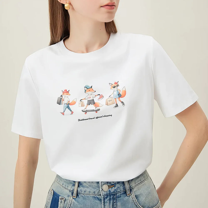 Fox print summer tee for women - MRSLM