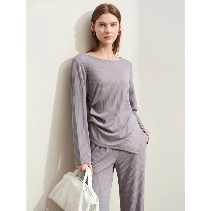 asymmetrical slit long-sleeve tee, view 4 - MRSLM