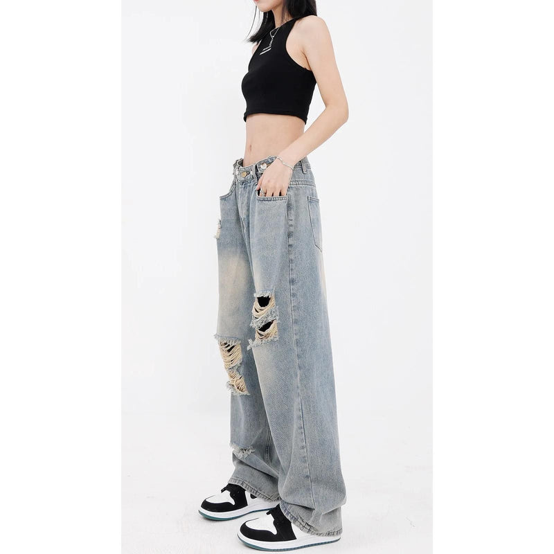 gradient washed wide leg jeans, view 3 - MRSLM