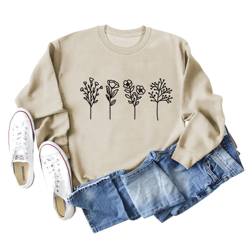 four flowers printed cotton sweatshirt, view 12 - MRSLM