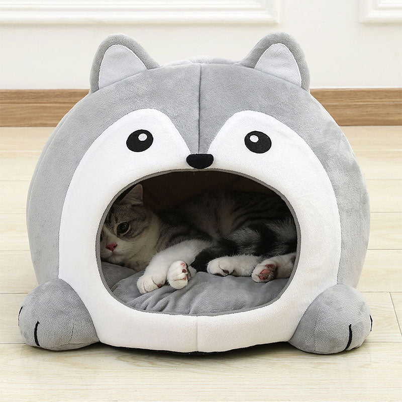 cozy plush cat bed and lounger, view 2 - MRSLM