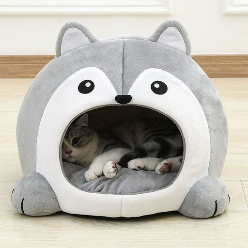 cozy plush cat bed and lounger, view 2 - MRSLM