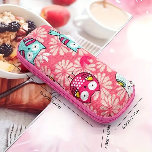cartoon-themed zippered eyeglass case for kids, view 2 - MRSLM