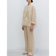 linen button-up blouse, view 8 - MRSLM