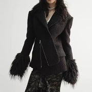 Loose blend coat with turn-down collar, view 2 - MRSLM