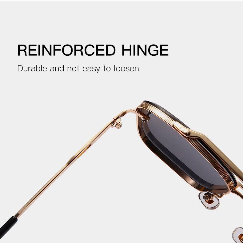 Klassische quadratische Vintage-Sonnenbrille – Luxuriöse UV400-Sonnenbrille mit Metallrahmen für Damen und Herren