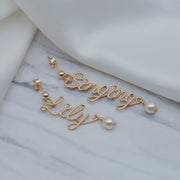 pearl letter name earring, view 4 - MRSLM