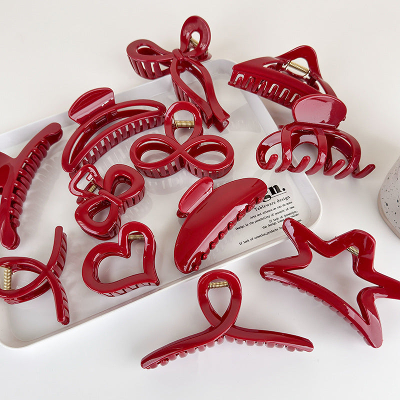 red geometry hair claw, view 15 - MRSLM
