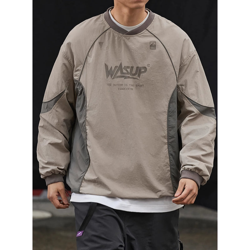 patchwork crew-neck hoodie for men, view 6 - MRSLM