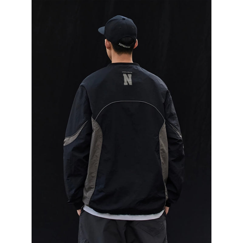 patchwork crew-neck hoodie for men, view 8 - MRSLM