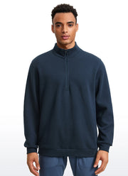 men's fleece-lined mock neck half zip sweatshirt, view 3 - MRSLM