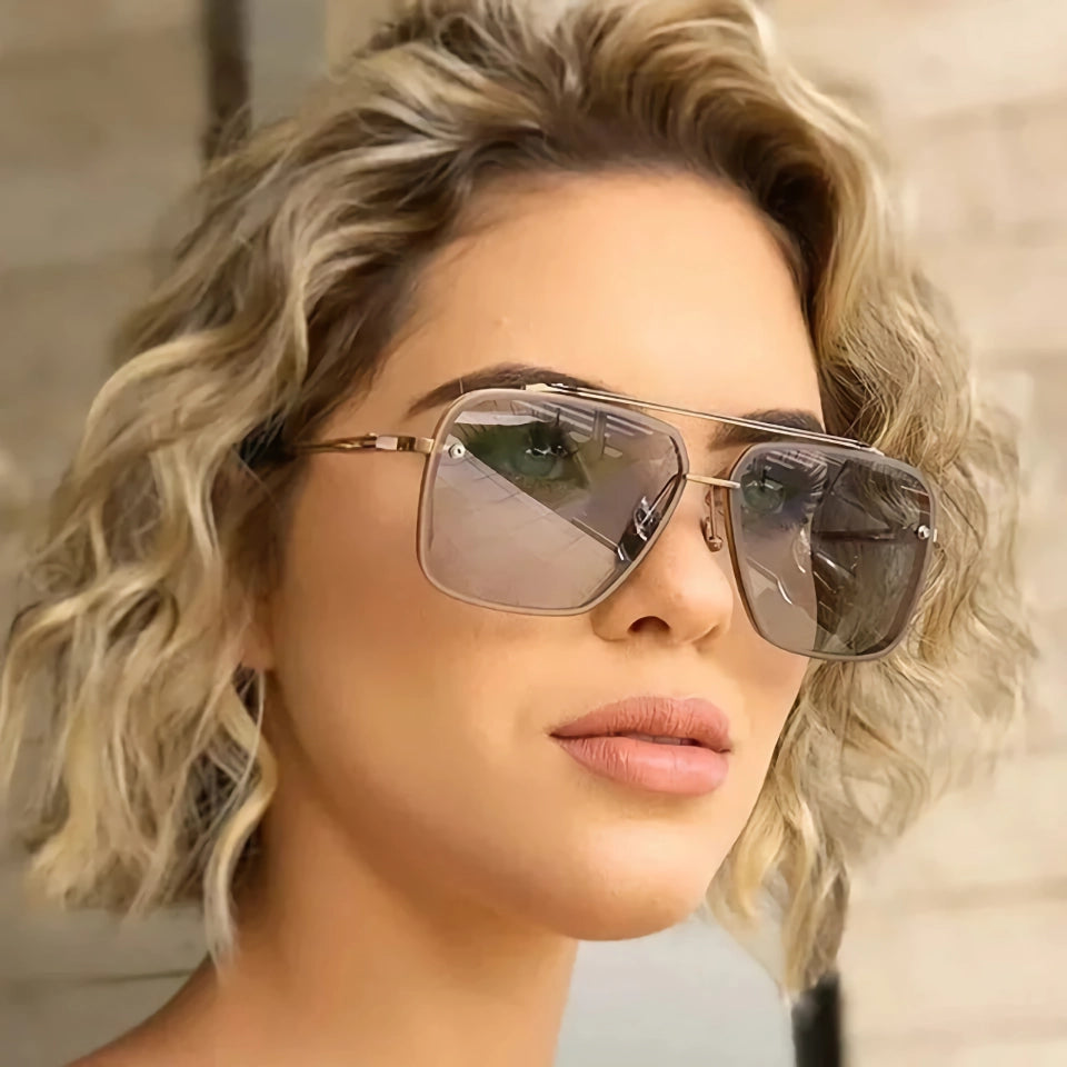 Klassische quadratische Vintage-Sonnenbrille – Luxuriöse UV400-Sonnenbrille mit Metallrahmen für Damen und Herren