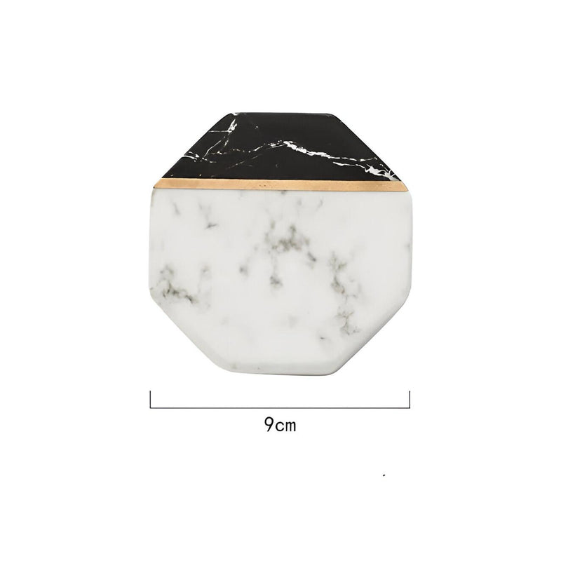 Elegantes porta-copos de cerâmica com estampa de mármore