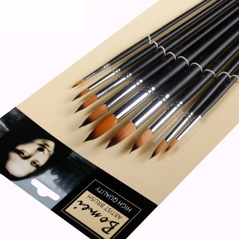Professionelle Aquarellpinsel – 9-teiliges Rundpinselset für Aquarell-, Acryl- und Ölmalerei