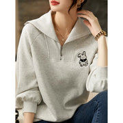 half zip up loose sweatshirt, view 3 - MRSLM