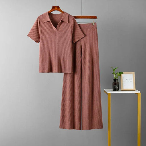 Women's knitted two-piece polo set, view 2 - MRSLM