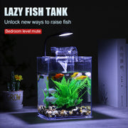 usb desktop fish tank with led lights, view 3 - MRSLM
